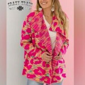 Crazy Train Neon Pink Cardigan, XL (B5)